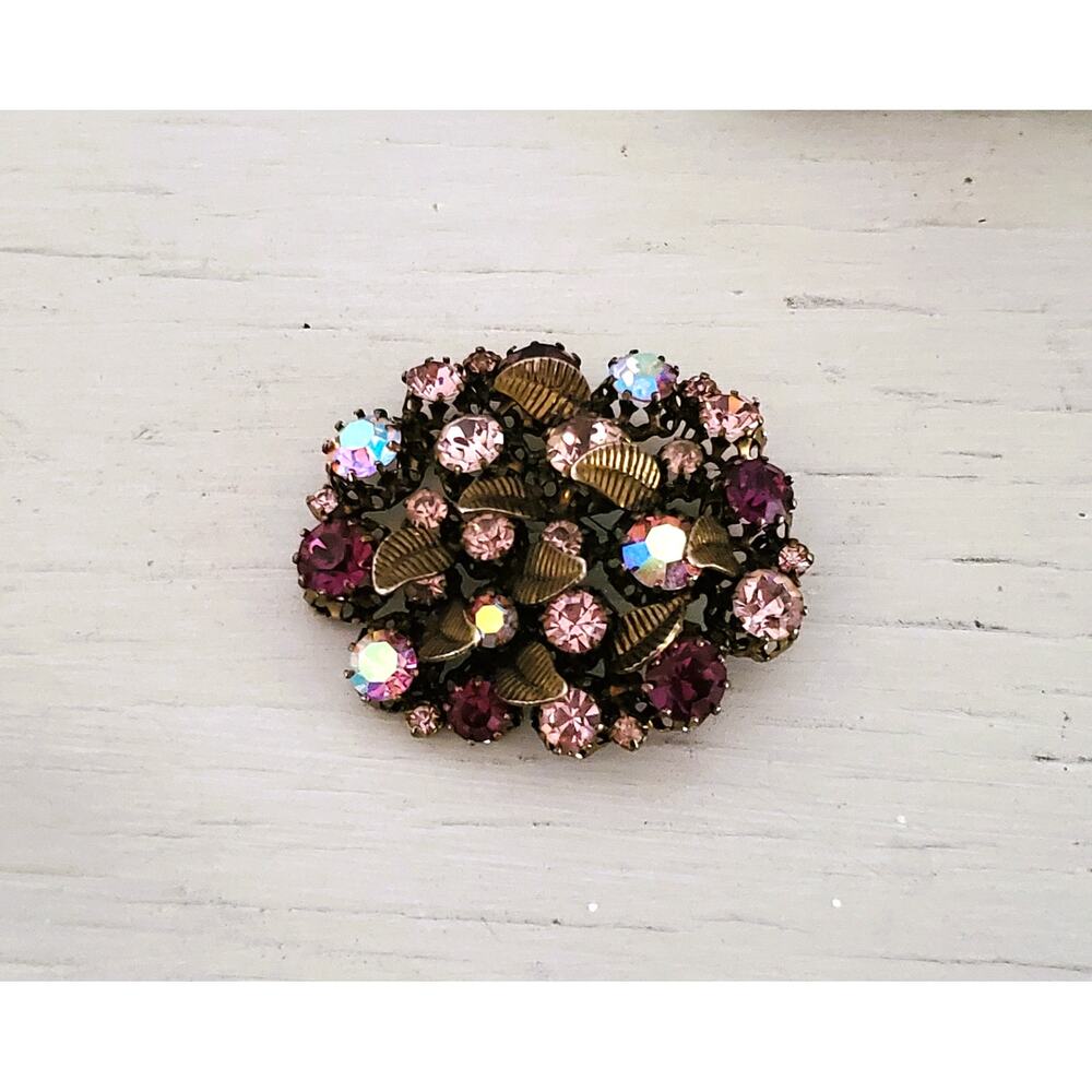 Vintage Purple and Lavender Floral Brooch